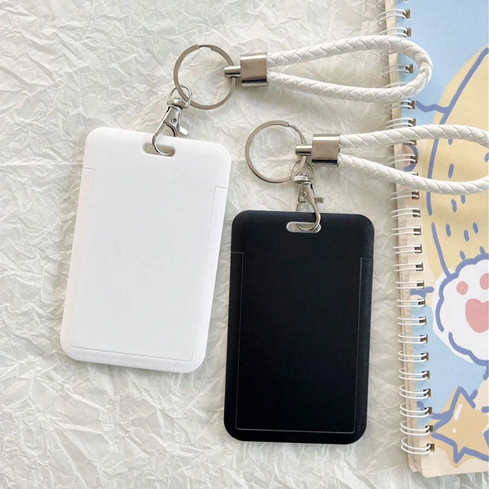 1Pcs Solid Color Hard ID Card Clip, Plastic Bus Card Protective Cover, Campus Card Access Card Clip, Detachable Card Placement