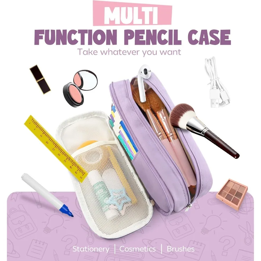 مقلمة ذات سعة كبيرة مع مقصورات متعددة للاستخدام المدرسي والمكتبي: منظم قرطاسية مثالي لمكتب السفر و #6