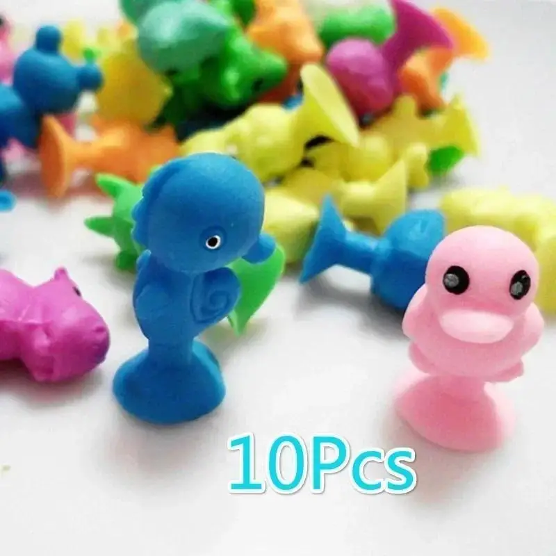 Cartoon Ocean Animal Stikeez Suction Cup Figures 10Pcs/Lot Mini Sucker Capsule Model Toys Children Party Filler Collectible Toy