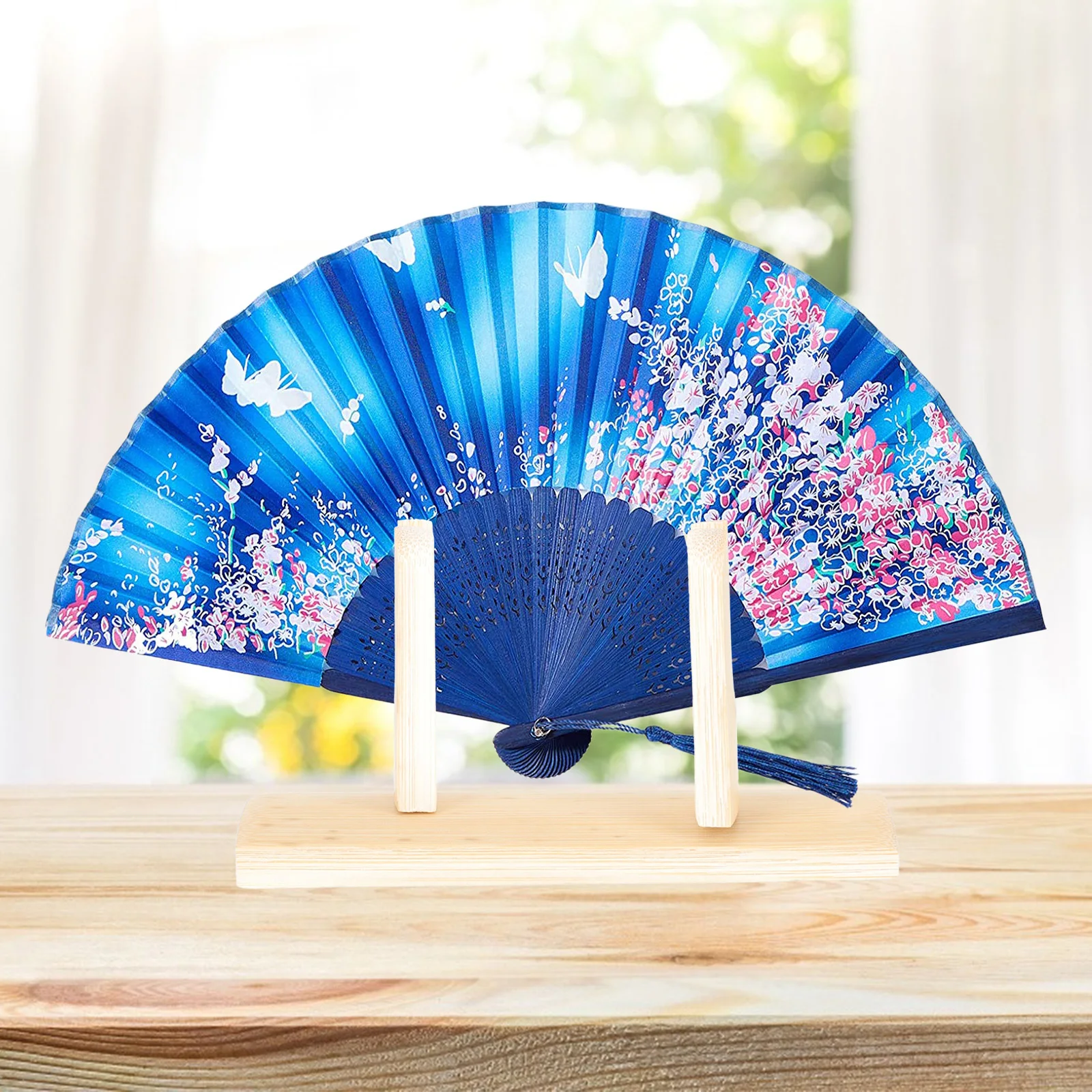 

2Pcs Folding Fans Display Stand Japanese Style Wooden Fan Holder Traditional Hand Fan Bracket Decorative