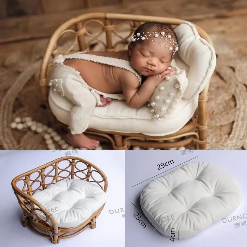 Newborn Bed Chair Newborn Photography Props Retro Basket Baby Photography Mat  Infant Pose Cushion Shooting Studio Accessories