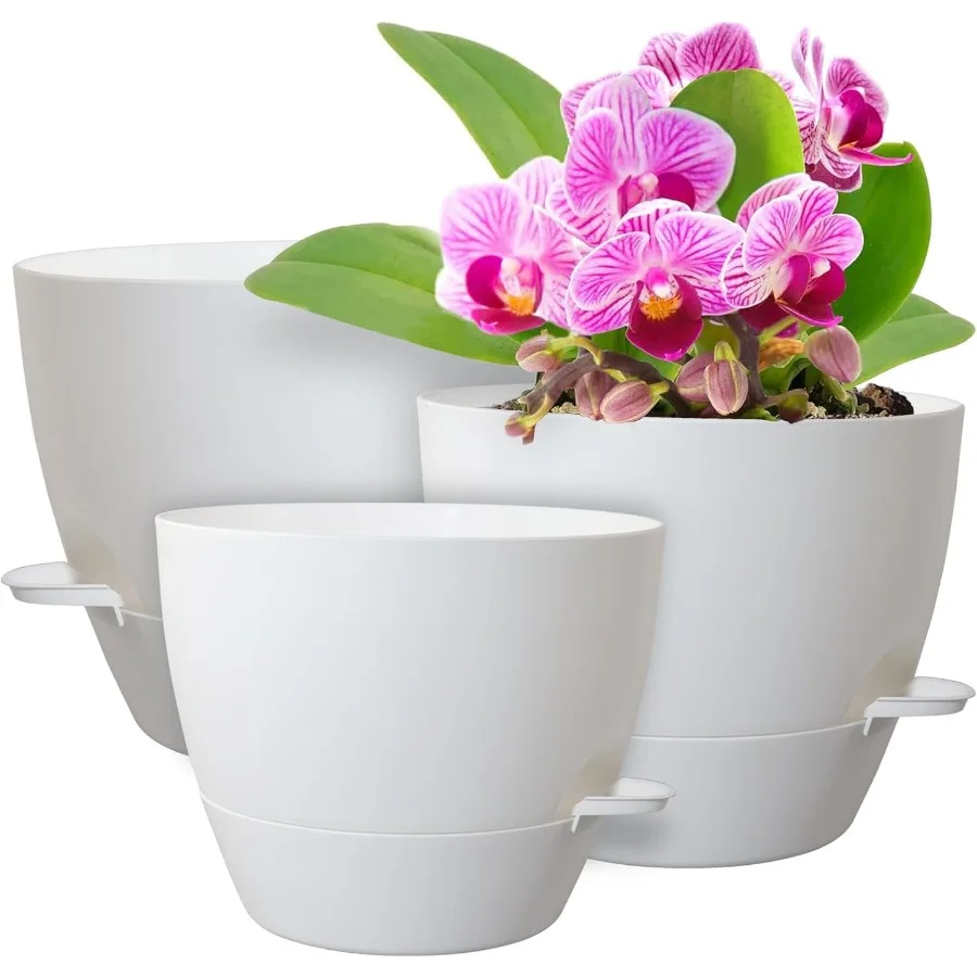 

12 10 9 inch Large Self Watering Pots Plant Pots with Mesh Drainage Holes for Indoor Outdoor Garden Plants Flower Pots with Rem
