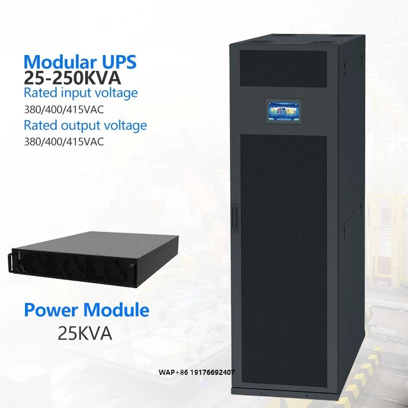 Hot Sale Modular UPS with Unlimited Power Supply 3 Phase 50KVA 100KVA 400UPS 12V Input Voltage for Bank 620x440x130mm