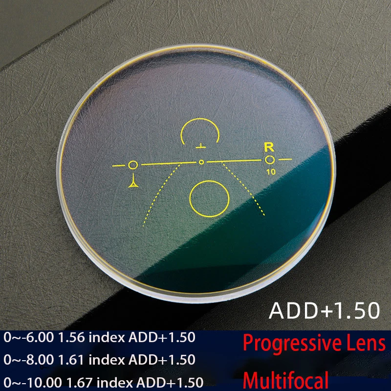 

1.56 Progressive ADD+1.50 Lenses 1.61 1.67 Anti Blue Multifocal Lenses 0~-6.00 Single Vision Myopia Add +1.50 Anti Reflection