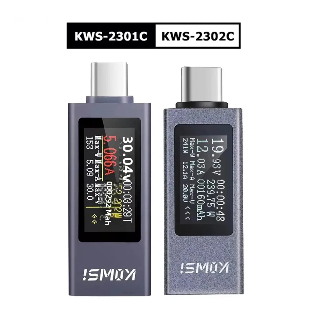 

KWS-2302C Type-C Current Voltage Power Meter Bidirectional Current Tester Cell Phone Charging Tester DC 4~30V 0~12A Voltmeter
