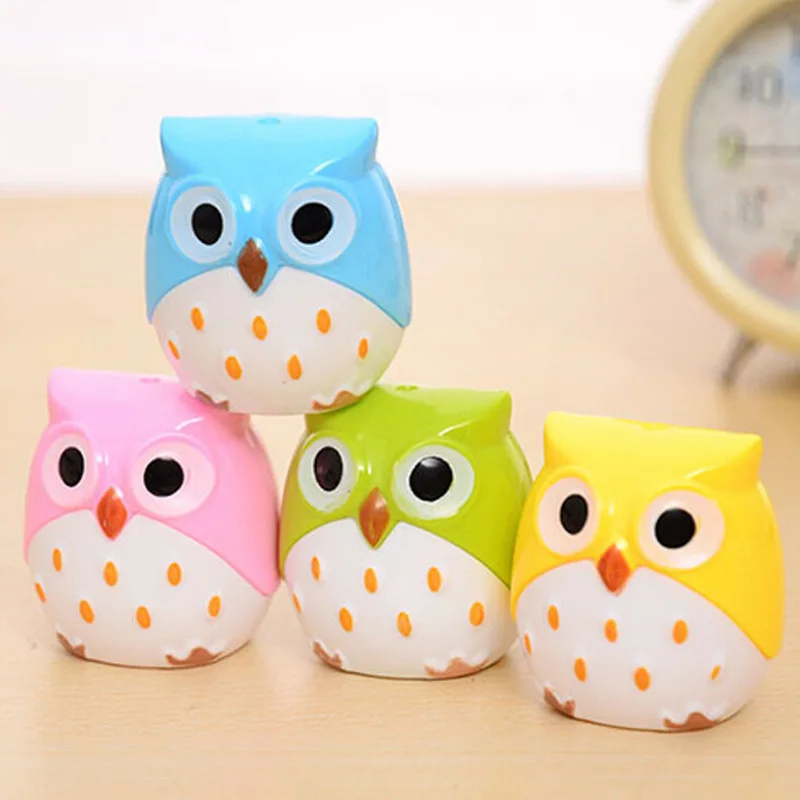 Cartoon Cute Owl Pencil Sharpener Creative Double Hole Pencil Sharpener School Students Stationery Kawaii Gifts Pencil Sharpener