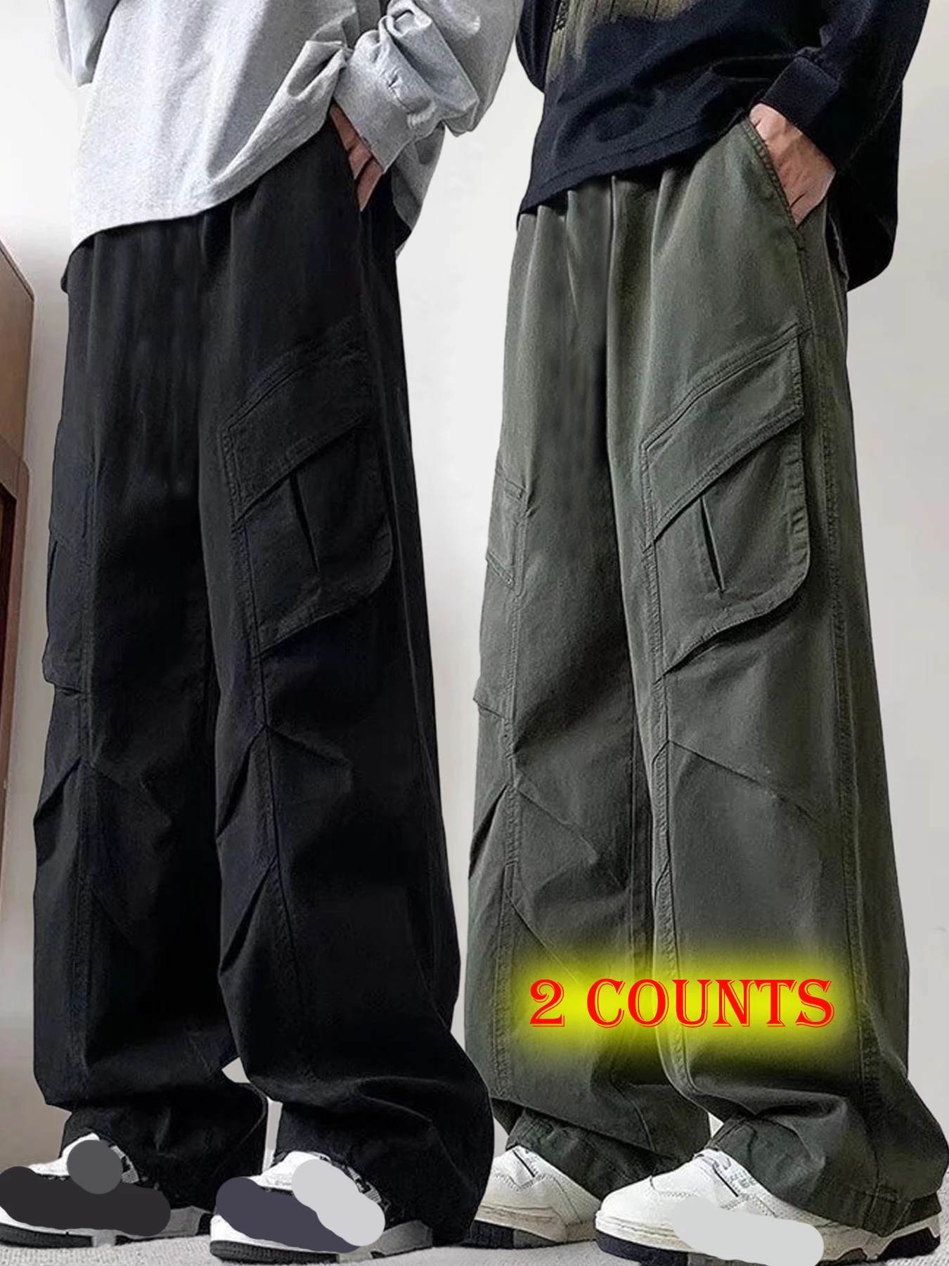 

Work pants thin men's spring and autumn multi pocket loose straight tube wear-resistant work pants large size construction site