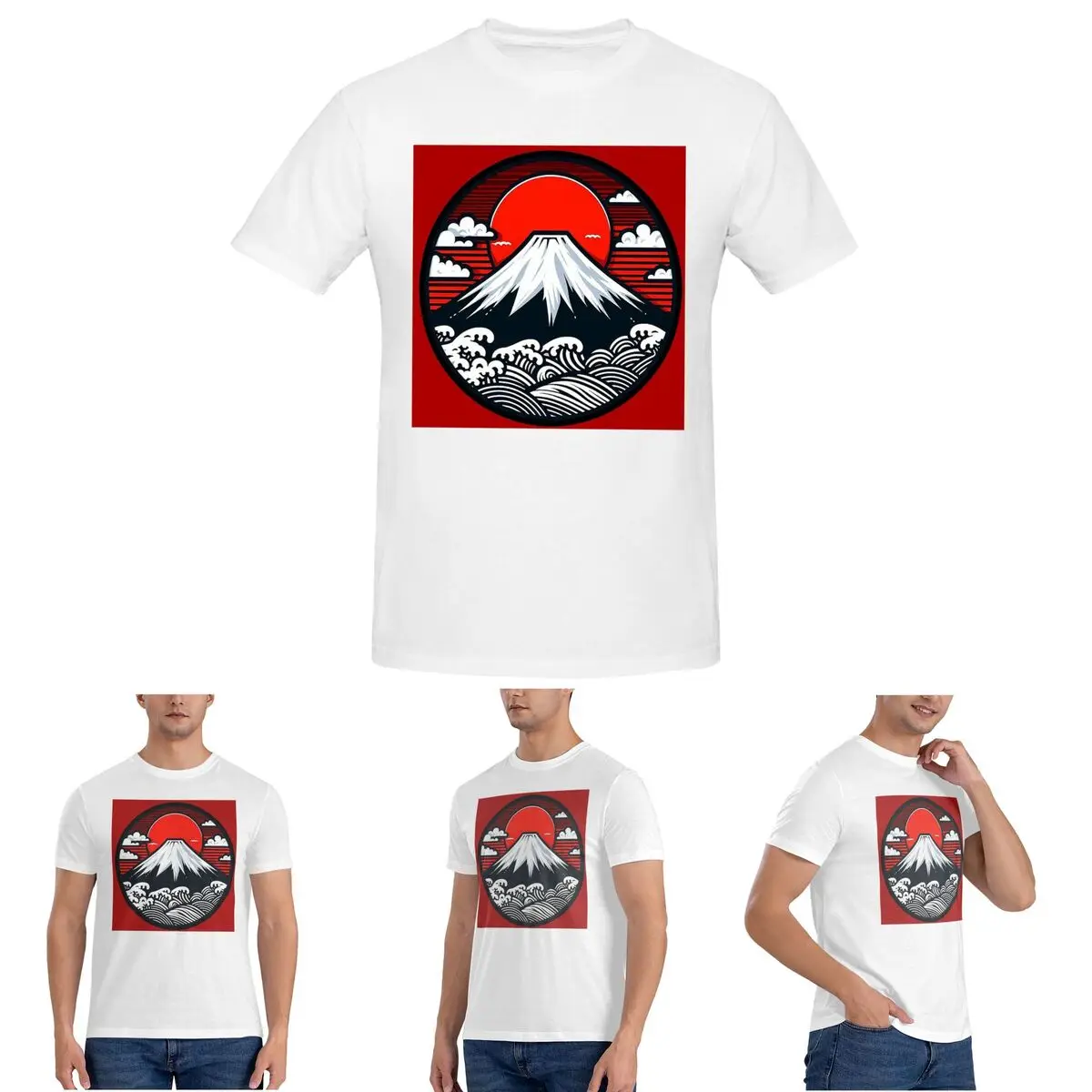 

Mount Fuji And The Great Wave Off Kanagawa T-Shirt for Men Cotton Plus Size T Shirts Men's Tees Short O-Neck Summer Clothes Tops