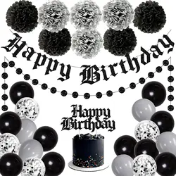 Gothic Birthday Party Decorations, Happy Birthday Banner, Garland Balloons for Men and Women, Funeral Supplies, Rip 20s30th 40th