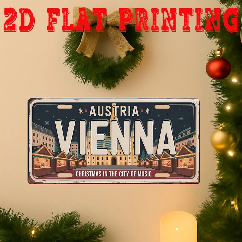 2D 1pc Vintage Metal  Sign, Vienna Sign,Suitable for Garden, Garage, Living Room, Porch, Entrance