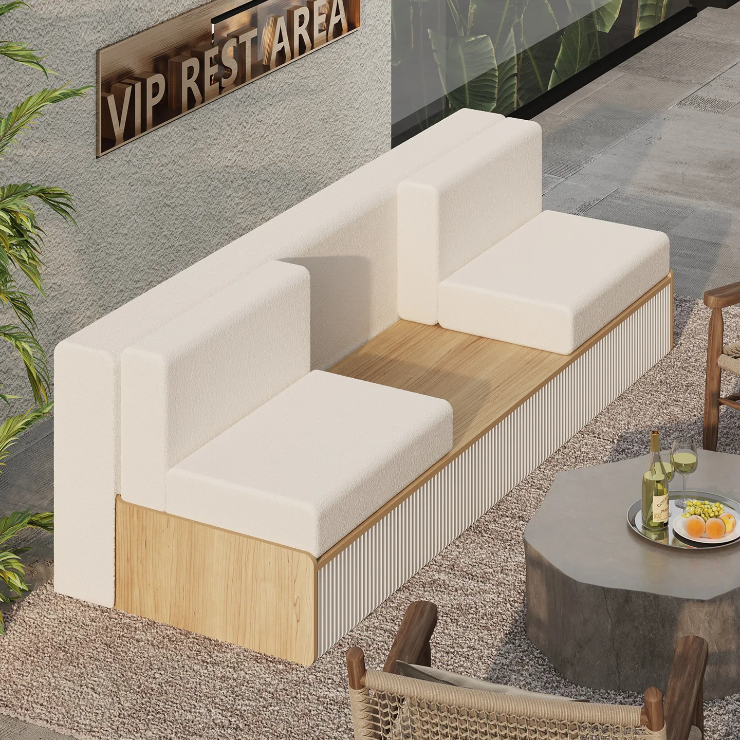 Exhibition table and chair booth restaurant commercial foldable wall straight row sofa coffee shop catering sofa stool free