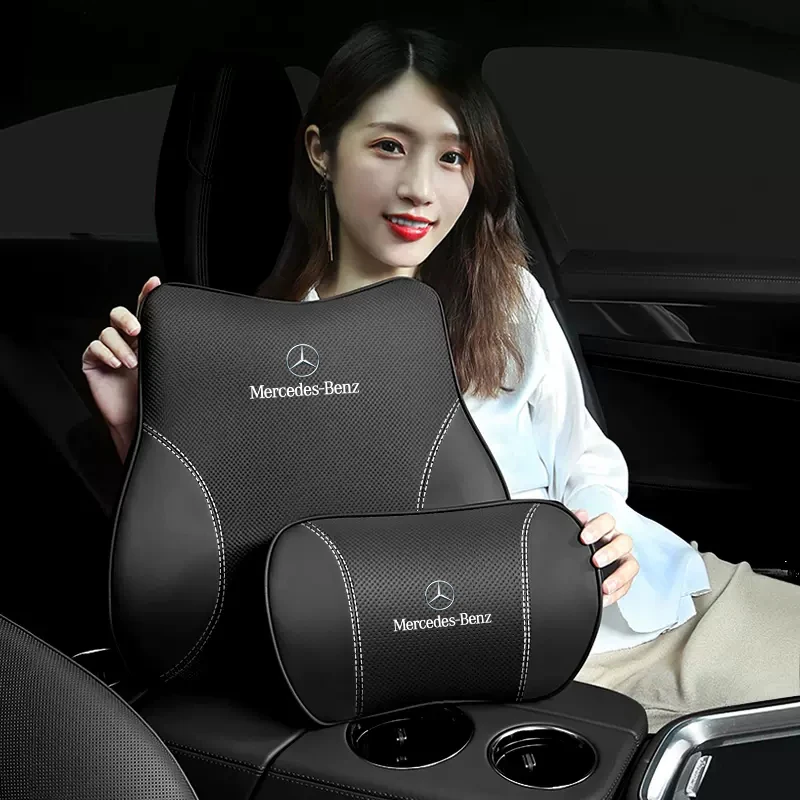 Car Headrest Lumbar Support Neck Pillow Lumbar Cushion For Mercedes Benz AMG W203 W206 W220 W205 W211 W168 Car Accessories ﻿   ﻿