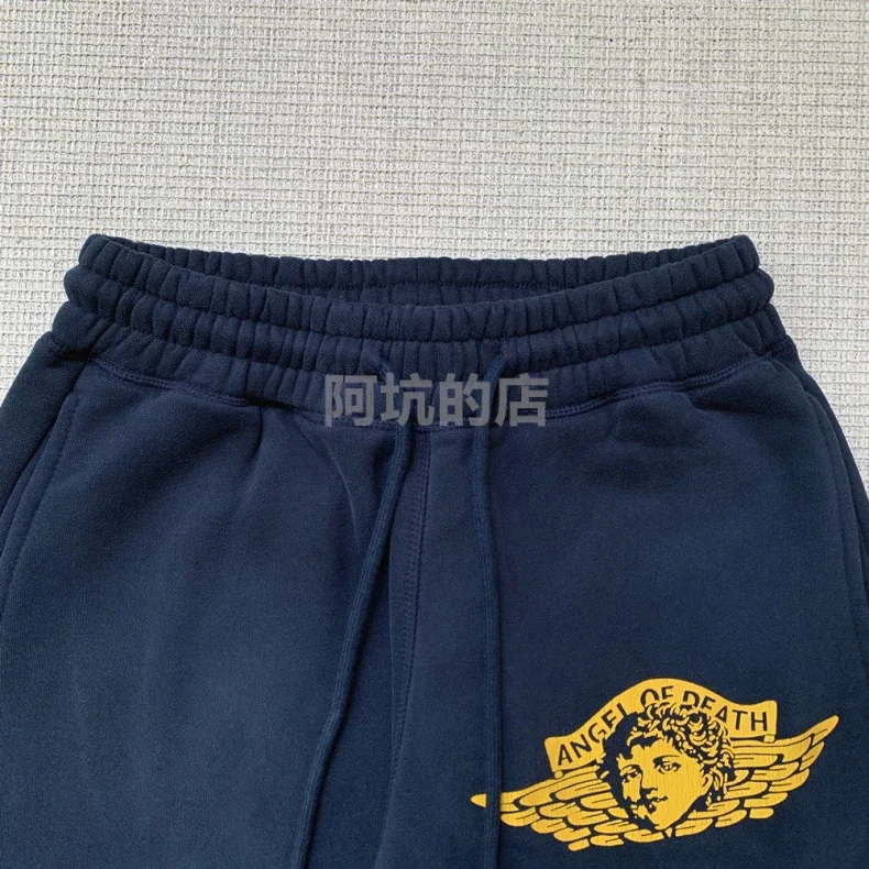 

25SS Saint Michael Angel Jogger Sweat Pants Pure Cotton Navy Blue Pants Oversized Mens Pants