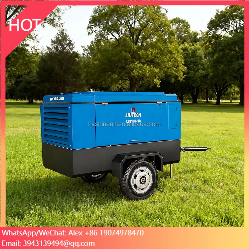 

Atlas Copco LIUTECH LUY100-10 Engine Portable Air Compressor 10bar 150psi 353cfm10m³/min For Mining Drilling Sandblasting
