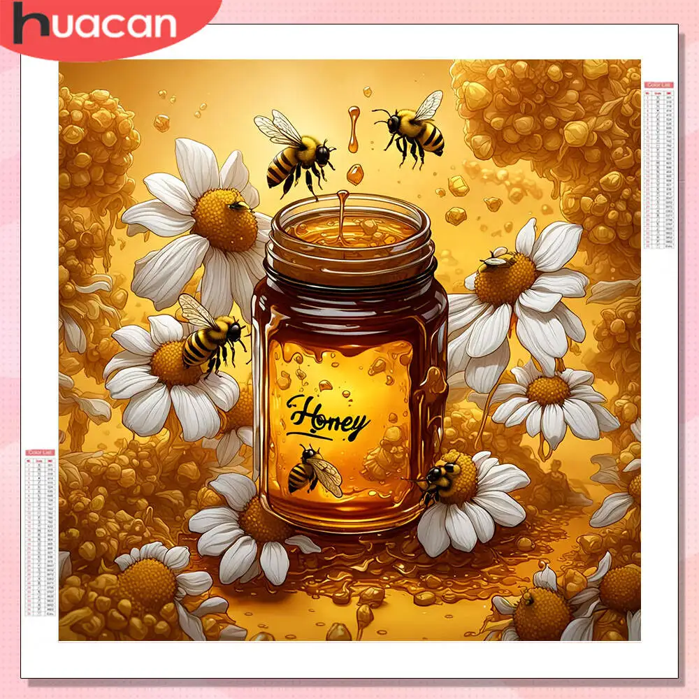 

HUACAN 5D Diy алмазная живопись медоносные пчелы пейзаж полная дрель украшение для дома Алмазная мозаика ромашка
