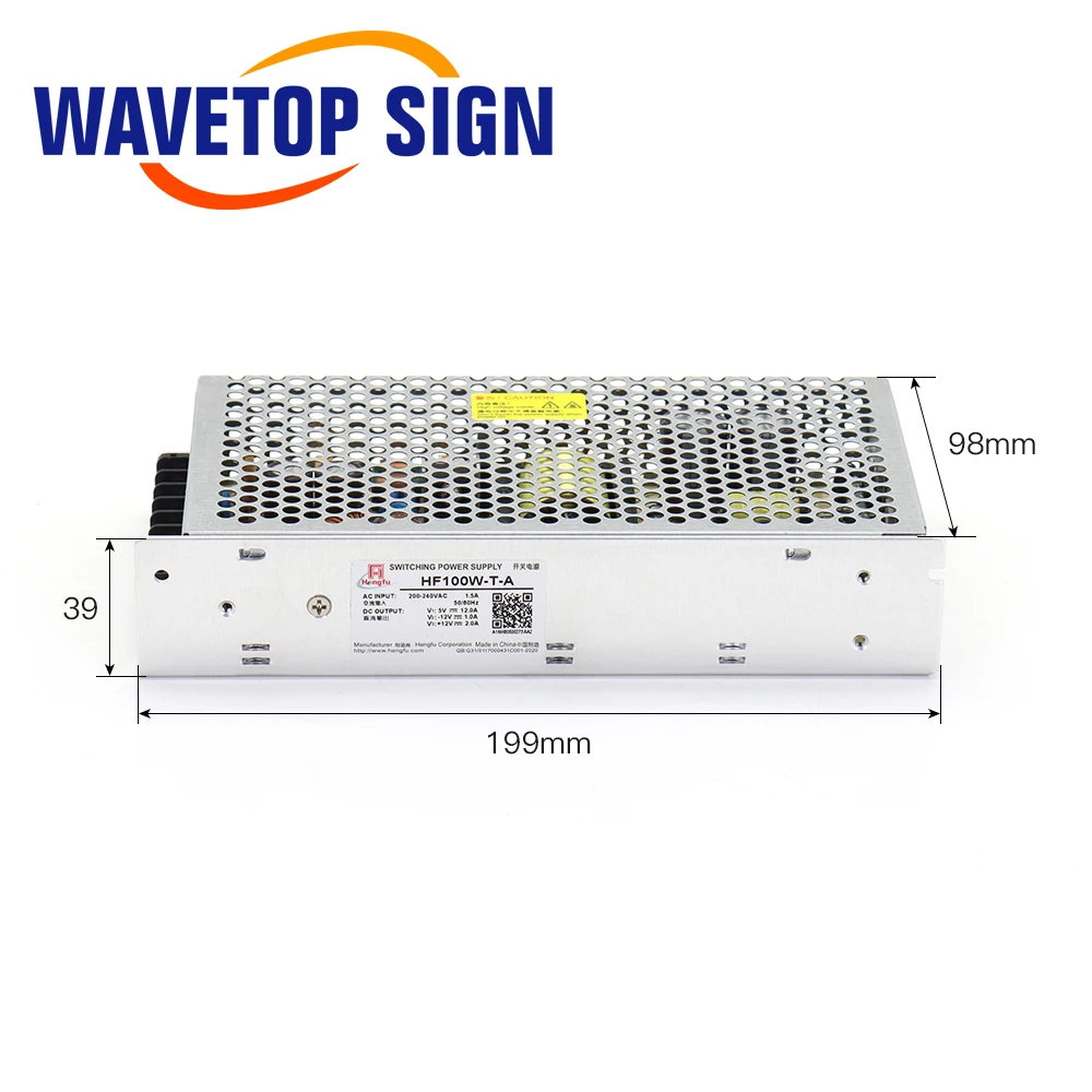 WaveTopSign Switch Power Supply HF100W-T-A DC5V12A +12V2A -12V1A Triple Output HF100W-D-L ±15V For CNC Router Engraving Machine