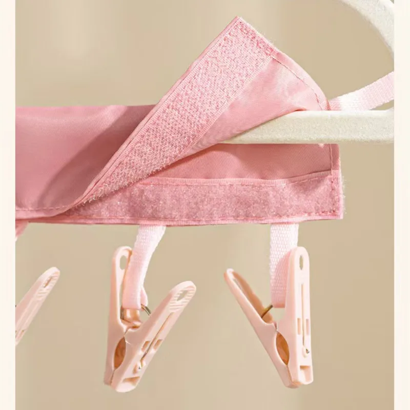 Foldable Fabric Clothes Hanger with Clips, Portable Closet Organizer for Socks & Underwear view 5