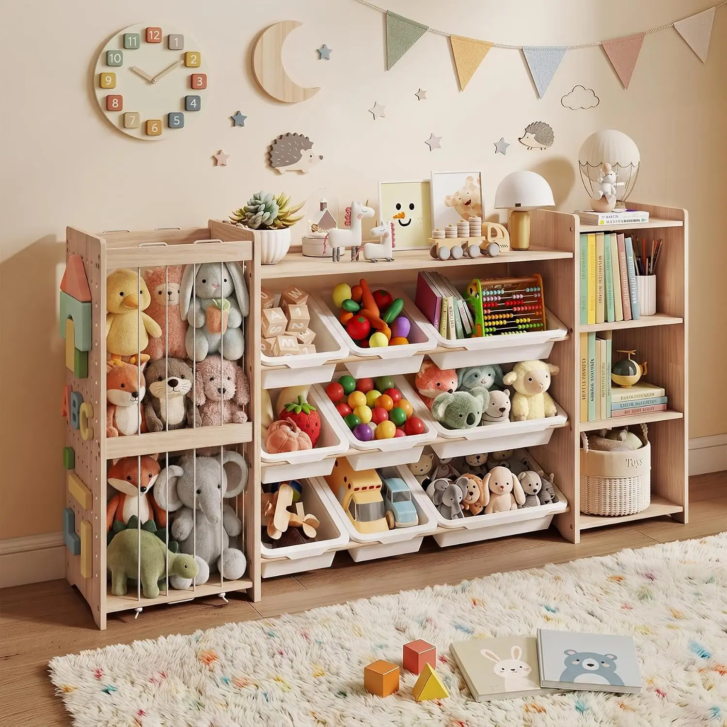 Kids Toy Storage Organizer & Bookshelf & Stuffed Animal Storage