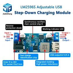 DC-DC 24V/12V To 5V 5A Step Down Power Supply Buck Converter Replace LM2596S Adjustable USB Step-down Charging Module For Phone