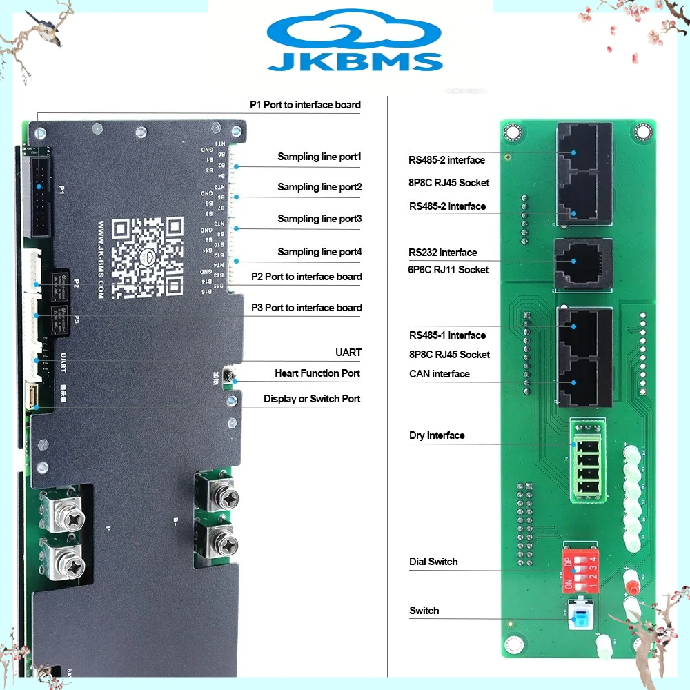 

JK Inverter BMS JK-PB2A16S20P 200A 4.3LCD for Lifepo4 Li-ion LTO 8S-16S 24V 48V 60V JIKONG Energy Storage BMS Active Balance 2AT