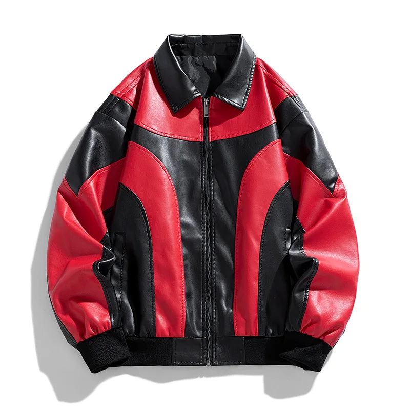 Chaqueta de cuero PU para hombre, abrigos de motorista delgados Vintage, chaquetas de motocicleta, abrigo informal, ropa de calle, Top de Hip Hop, Otoño e Invierno