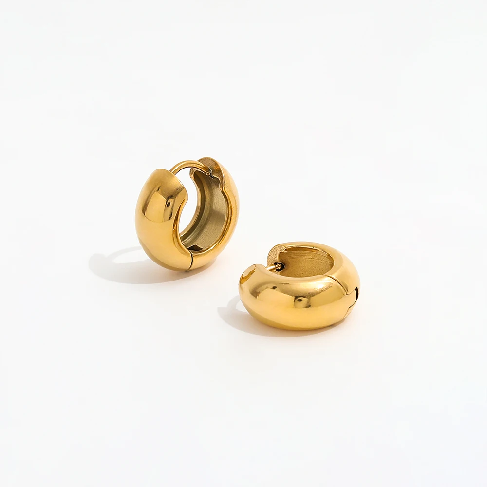 

Joolim Jewelry High End PVD Waterproof & Tarnish Free Minimalist Fashionable Arc Huggie Stainless Steel Earring for Women