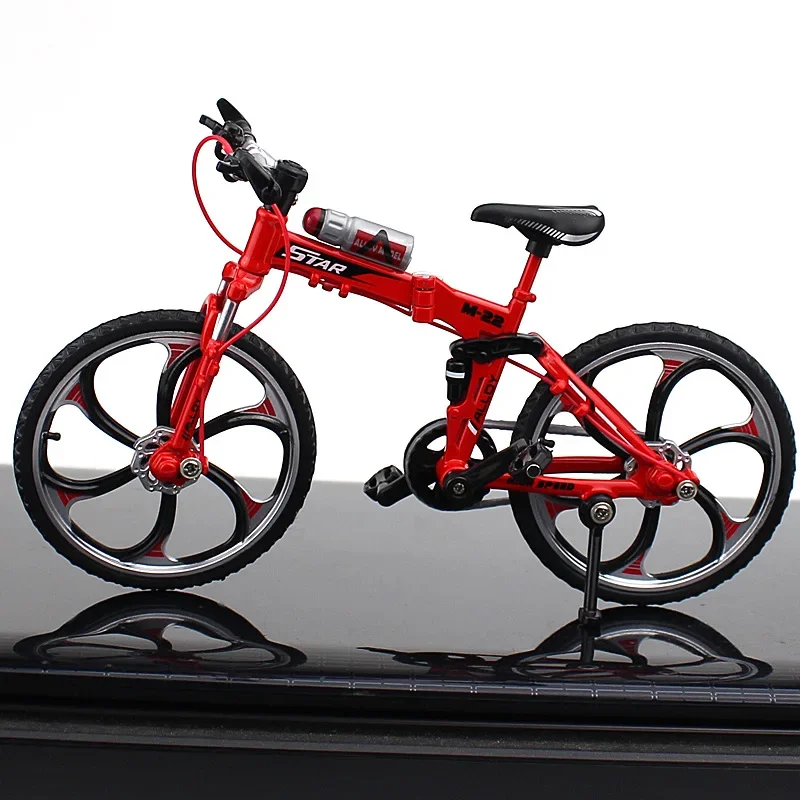 1:10 Mini Model Alloy Folding Bicycle Toy Finger Mountain Bike Pocket Diecast Simulation Metal Racing Collection Toys for Boy