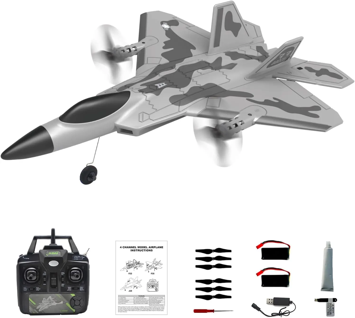 RC Plane 4 Channel Remote Control Airplane - F-22 RC Airplane for Beginners Adult with Xpilot Stabilization System & Aerobatic,