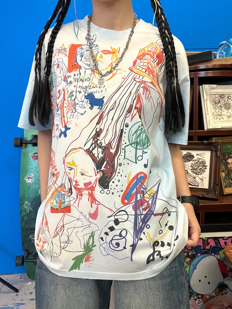 

Футболка Oversize adient Dyed ort Sve, одинаковая футболка для пары, свободная посадка, круглая, молодежная повседневная одежда из смеси хлопка Ne