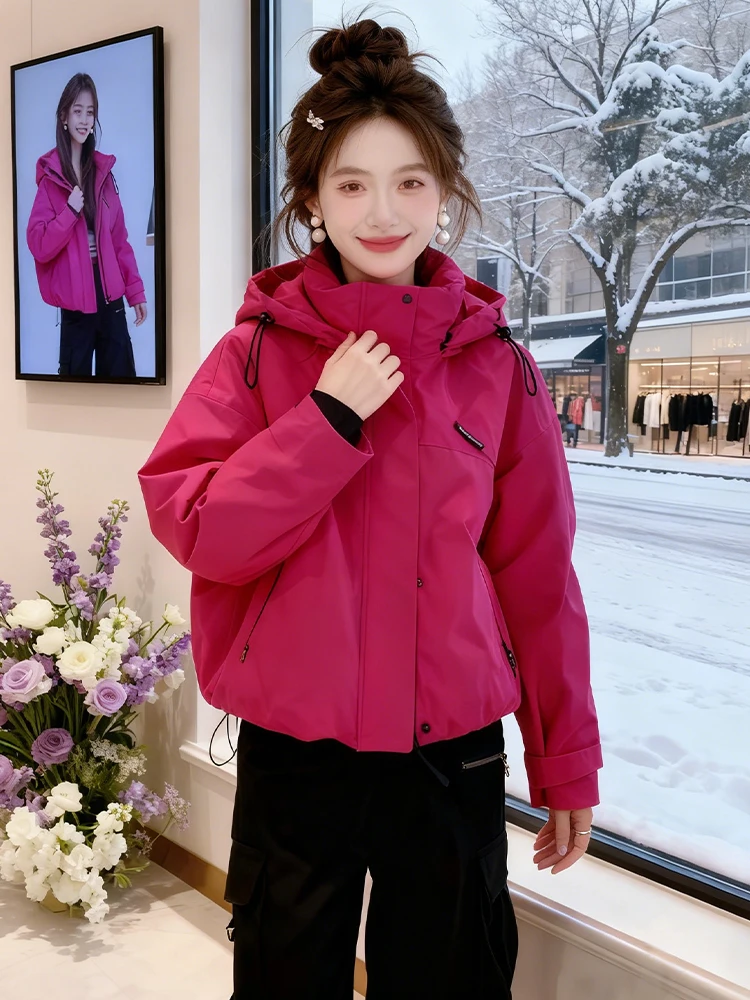 

Женская утепленная флисовая куртка с капюшоном, повседневная, свободного кроя, с длинными рукавами, в рабочем стиле, теплая, на молнии, цветное пальто