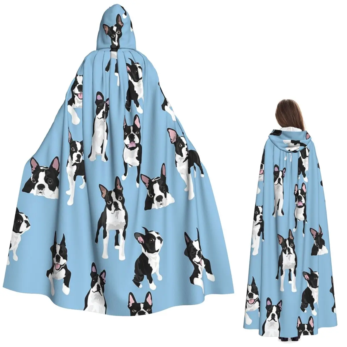 

Бостон-терьер, милая собака, длинный плащ с капюшоном, ведьма, средневековый костюм, накидка для косплея, Хэллоуин, вечеринка, для взрослых, унисекс