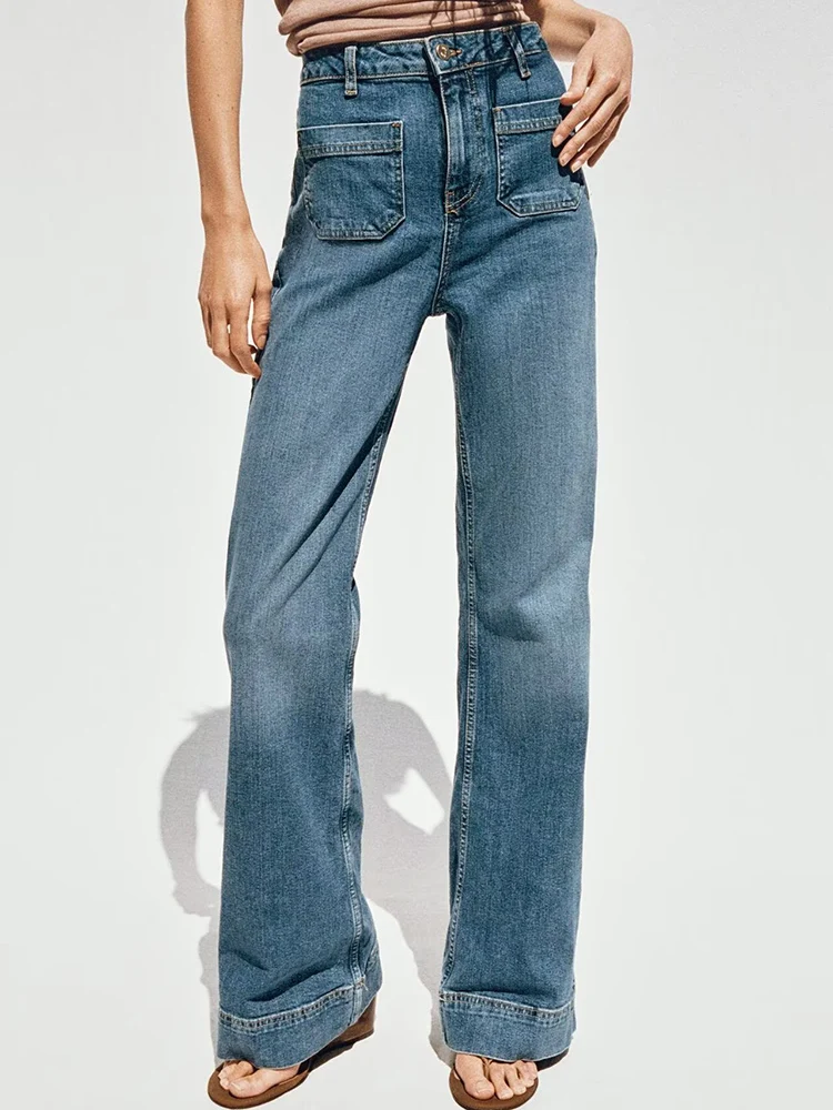 

Fall New Women's Casual High Waist Straight Leg Jeans Slimming ket Design Comfortable Fit Faionable plus Size Denim