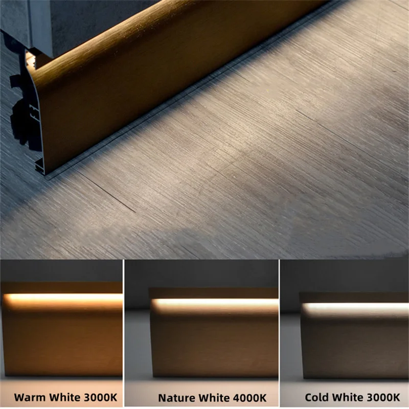 H100MM Aluminum Skirting Led With Milky Cover Baseboard for Kitchen Living Room Bedroom Industrial Hard Light Strip Lighting