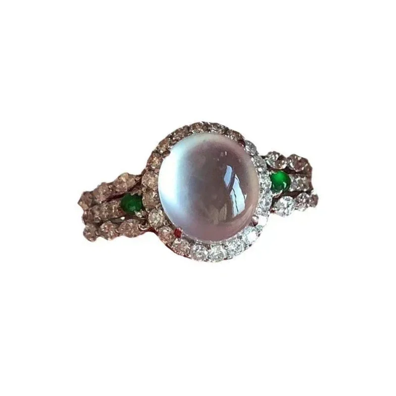 High quality natural Ice seed chalcedony rings for women Gentle style sparkling engagement rings crystal luxury wedding jewelry