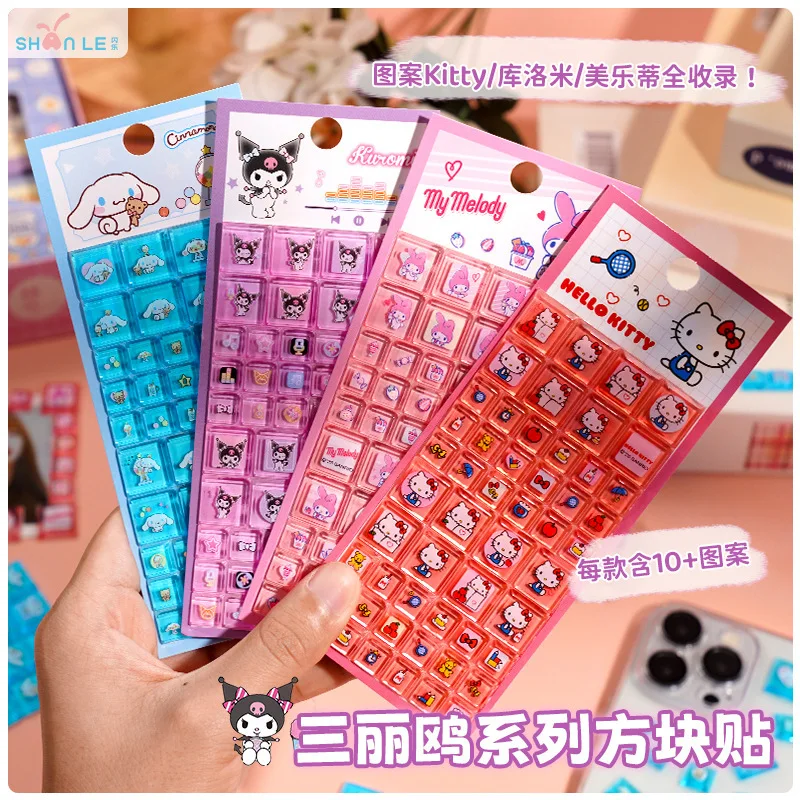 Sanrio Square Stickers Cute KT Cat Kurumi Jelly Stickers DIY Phone Case Gocco Album Stickers