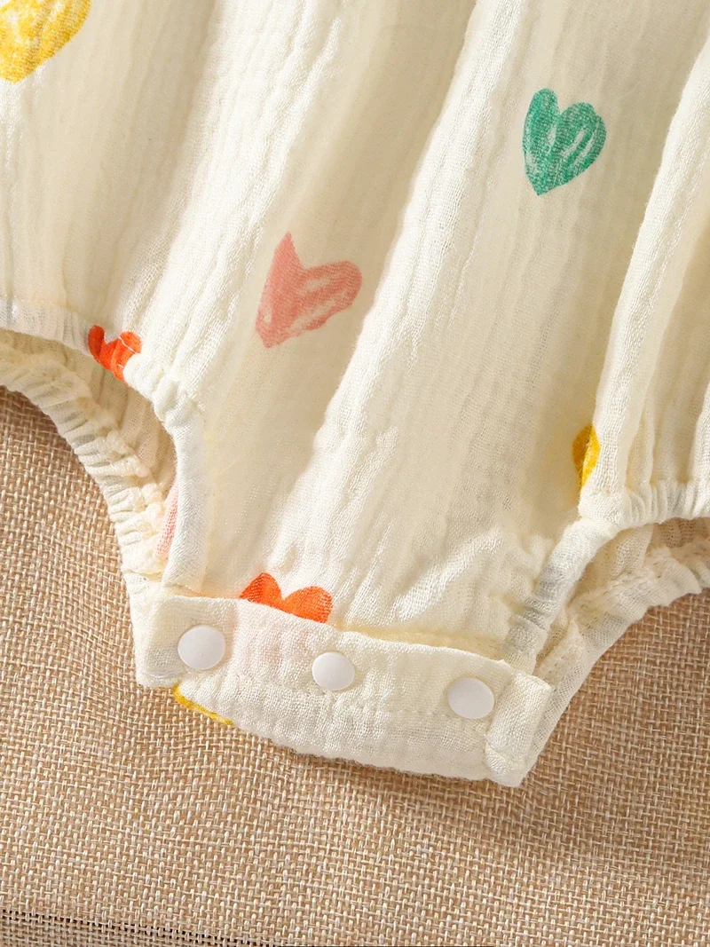 MILANCEL Estate Neonate Abbigliamento 0-2Y Infantile Cuore Stampato Bretelle Body con Cappello Bambino Senza Maniche Un Pezzo