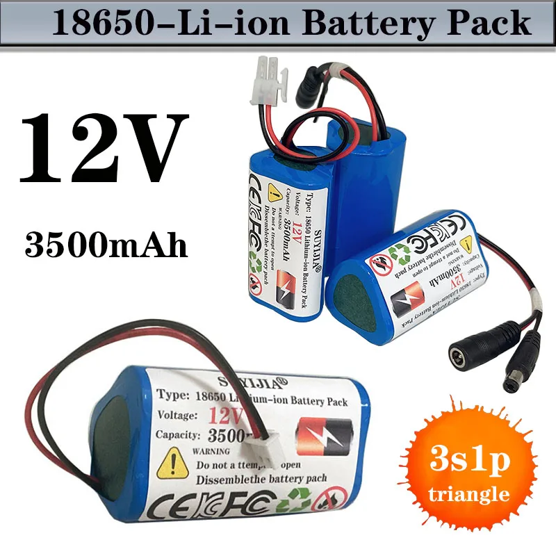

Аккумулятор литий-ионный перезаряжаемый 18650 3S1P 3500 мАч 12 В для колонок, фонариков, камер видеонаблюдения, GPS-навигаторов