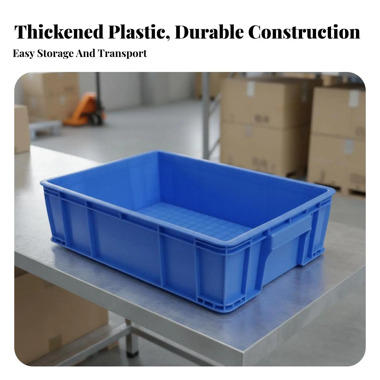 Stackable Turnover Container Sturdy Industrial Tote with Lid Reinforced Structure Rectangular Industrial Bin for Businesses,
