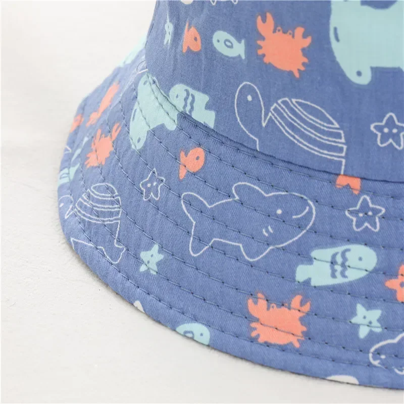 Cappello da pescatore estivo per bebè berretto da pescatore ragazzi ragazze cartoni animati antivento anti-uv berretto da viaggio per bambini