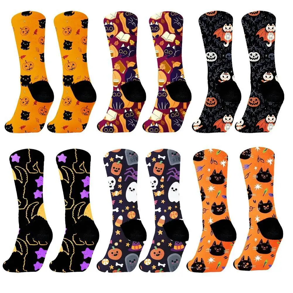 

New Women Mid Tube Socks Men's Holiday Gift Socks Halloween Creative Pumpkin Crazy Anime Horror Hip Hop Trendy Socks