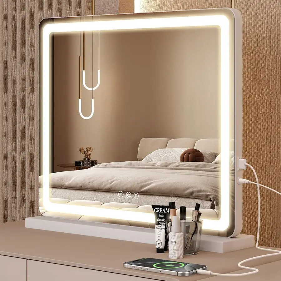 20x22 LED Vanity Mirror with Lights, Smart Makeup Mirror with Touch Control, 3Color Lighting