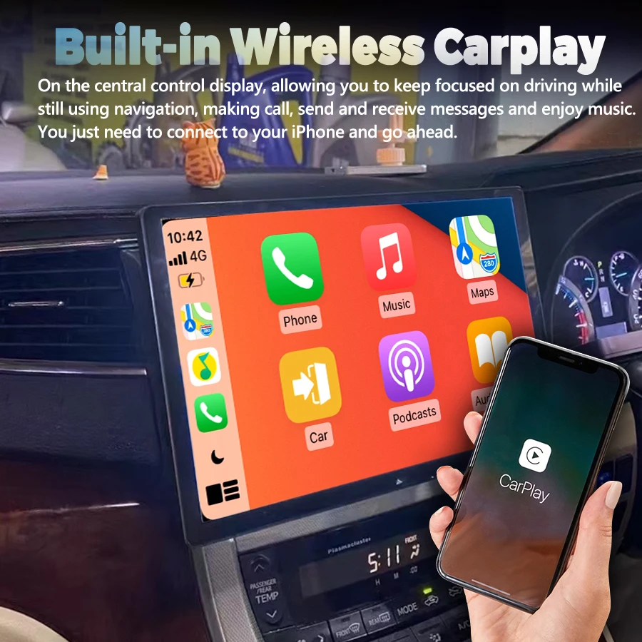 13.3inch 2K Android Screen For TOYOTA Alphard 20 Series Vellfire 2008 -2014 Car Radio Autoradio Wireless Carplay Auto Multimedia