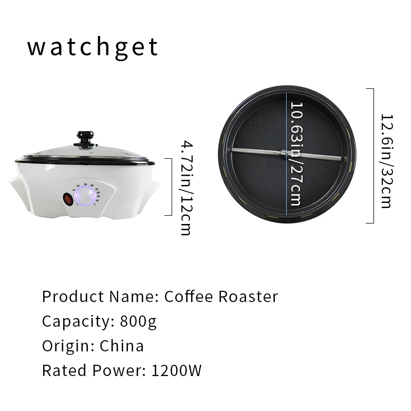 watchget Mini Electric Coffee Bean Roaster for Home Use, Multifunctional Coffee Roasting Machine Also Works as Popcorn Maker