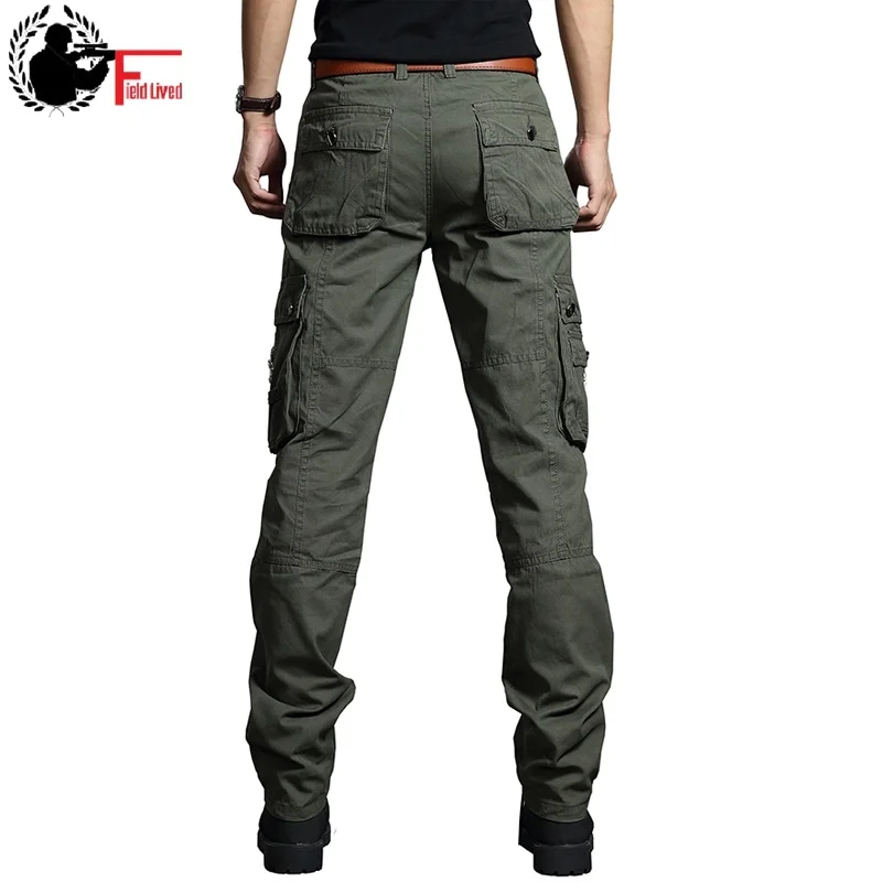 

Summer Cargo Pants Men Military Style Straight Fit Baggy Long Trousers Male Side Many Pocket Jogger Black Army Green Khaki