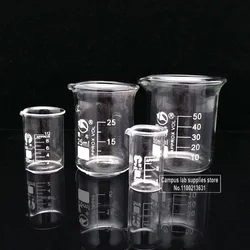 1Set (5/10/25/50ml) bicchiere in vetro Boro da laboratorio, forniture mediche per misurini da laboratorio