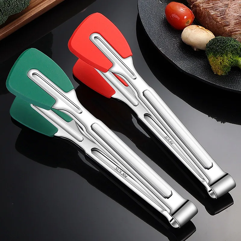 Jenny&Dave 304 stainless steel silicone barbecue meat clip, kitchen creative food clip, extended anti scald barbecue clip, accom