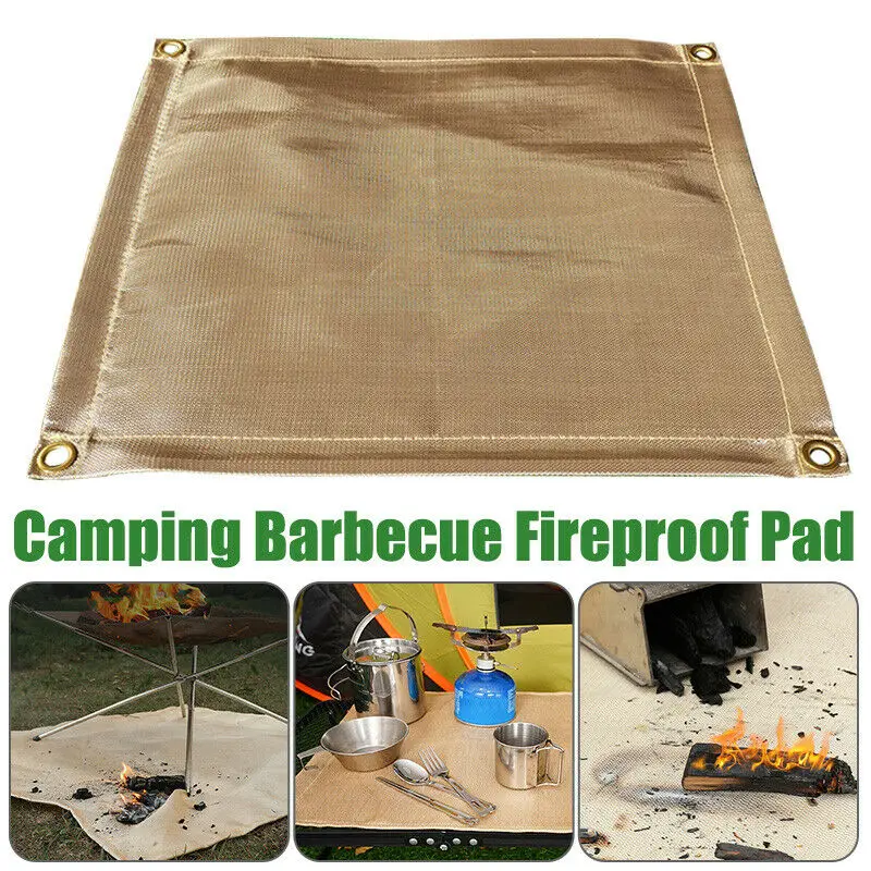 Camping Fireproof Mat Grill Stove Mat Portable Barbecue Picnic Mat Cloth Fire Retardant Blanket Barbecue Protective