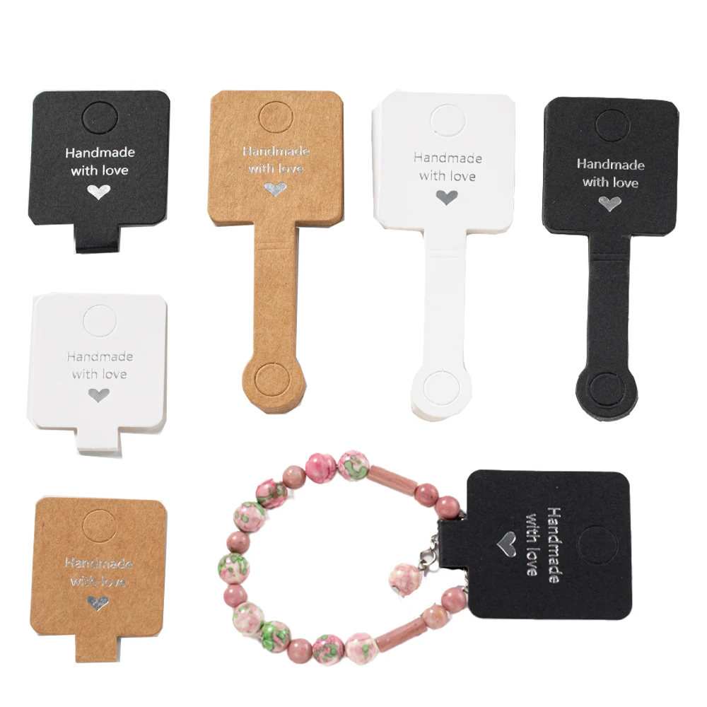 

50pcs Hanging Self-Adhesive Bracelets Display Cards Jewelry Cardboard for Necklaces Ring Packages Tags Small Business Supplies