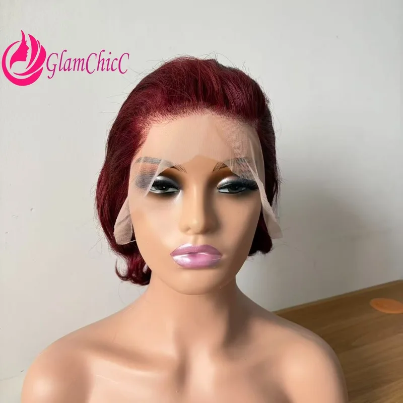 

Premium13x4Lace Frontal 99j#4# Natural Color Human Hair Wig 6 Inch Brazilian Virgin Remy Suitable for Women To Wear Comfortably