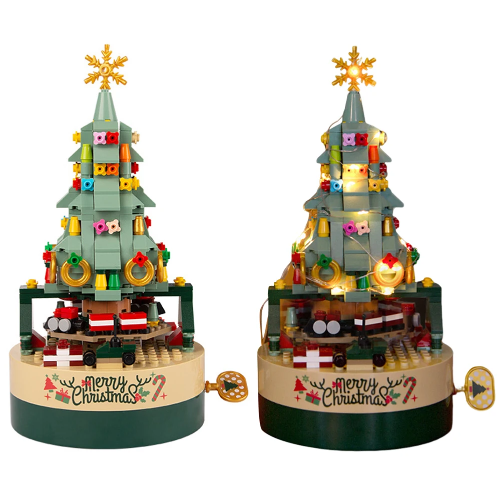 Christmas Tree Brick Music Box DIY Xmas Tree Music Box Xmas Tree DIY Building Block Music Box for Children Christmas Gift